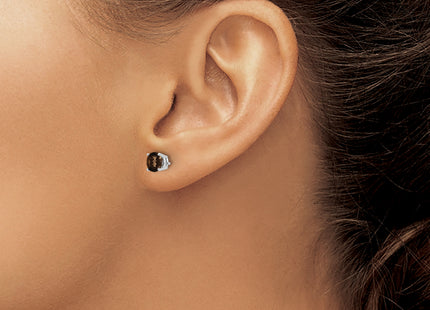 14kw Round Checker-Cut Smoky Quartz Earrings, 6 x 6mm