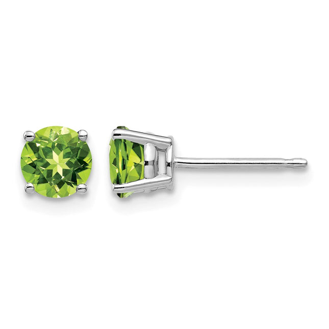 14k White Gold Peridot Earrings, 5 x 5mm