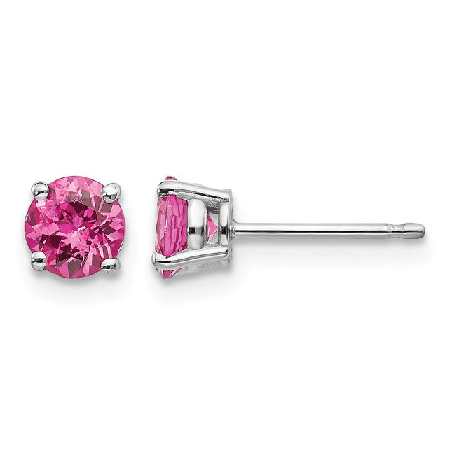 14k White Gold Pink Spinel Earrings, 5 x 5mm