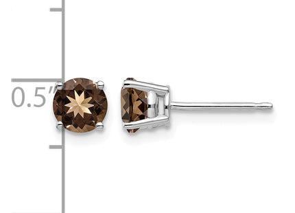 14kw Round Smoky Quartz Earring, 6 x 6mm