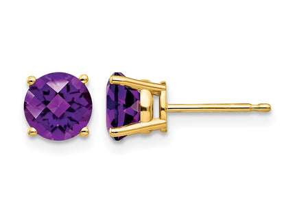 14k Amethyst Checker Earrings