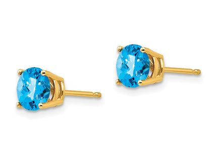 14K gold blue topaz earrings, alternate view