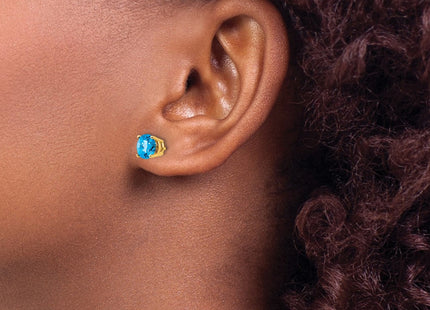 14K gold blue topaz earrings, another view
