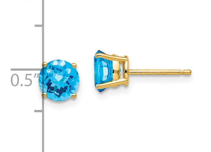 14K gold blue topaz earrings, further view