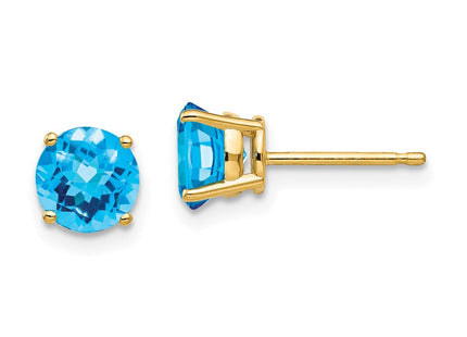14K gold blue topaz earrings