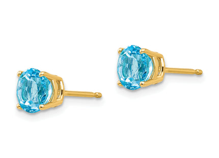 14k Blue Topaz Earrings, 6 x 6mm