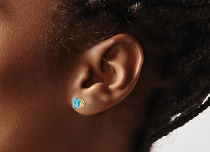 14k Blue Topaz Earrings, 6 x 6mm