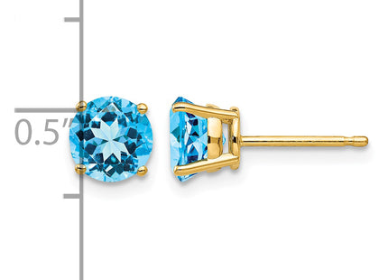 14k Blue Topaz Earrings, 6 x 6mm