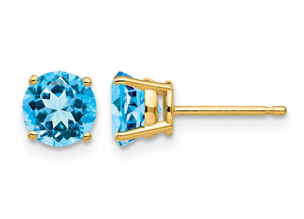 14k Blue Topaz Earrings, 6 x 6mm