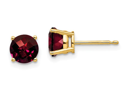 14k Garnet Checker Earrings (Style XE73GC)