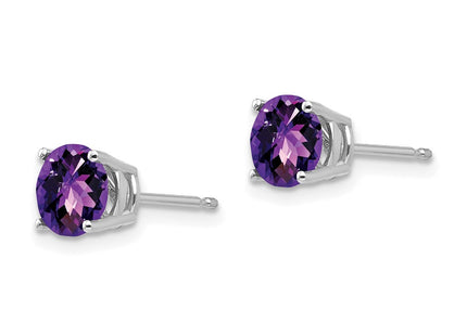14K white gold amethyst earrings, alternate view