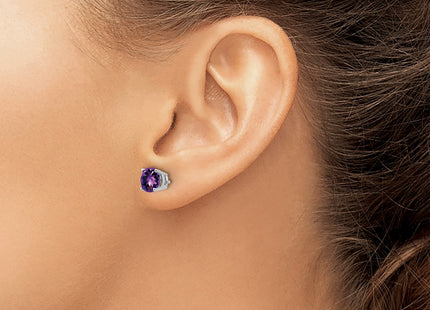14K white gold amethyst earrings, another view