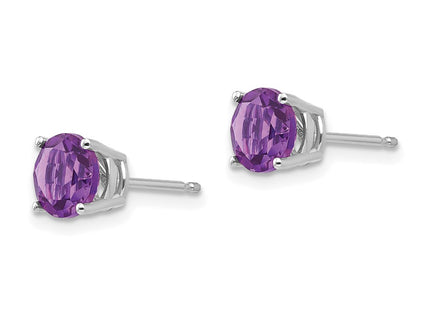 14K white gold amethyst earrings, alternate view