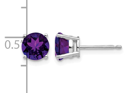 14k White Gold Amethyst Earrings, 6 x 6mm