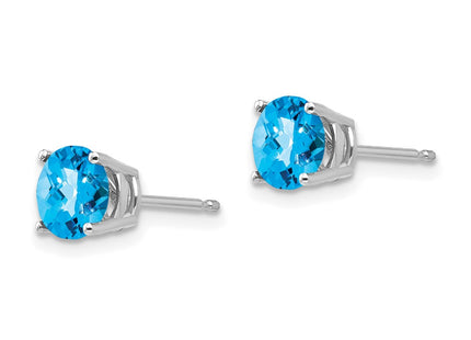 14K white gold blue topaz earrings, alternate view