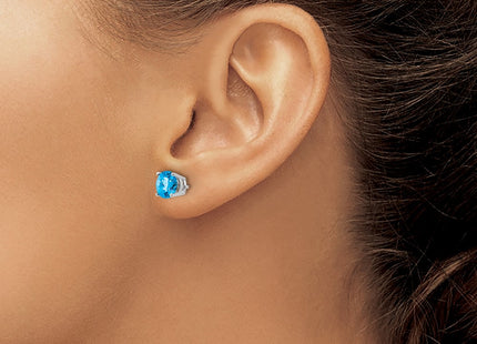 14K white gold blue topaz earrings, another view