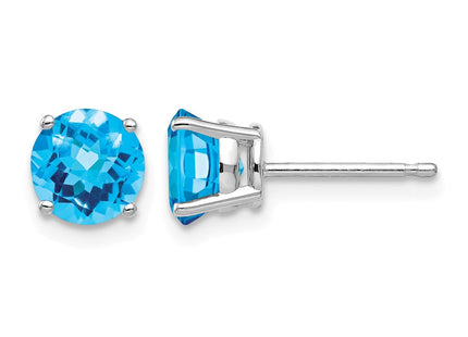 14K white gold blue topaz earrings