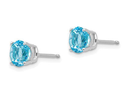 14K white gold blue topaz earrings, alternate view