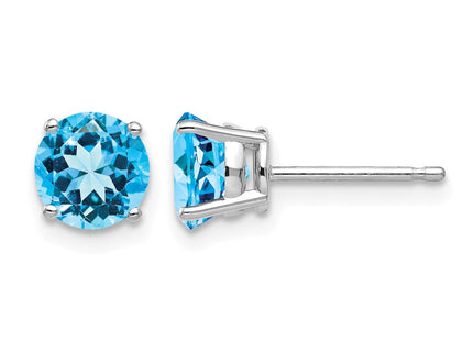 14K white gold blue topaz earrings