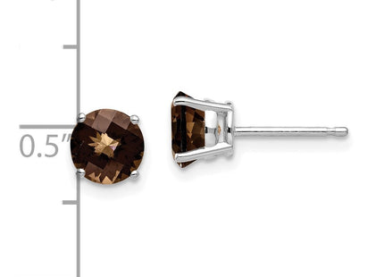 14K white gold garnet earrings, further view