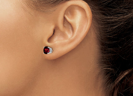 14k White Gold Garnet Earrings, 6 x 6mm