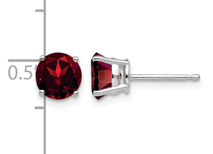 14k White Gold Garnet Earrings, 6 x 6mm