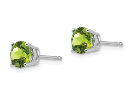 14K white gold peridot earrings, alternate view