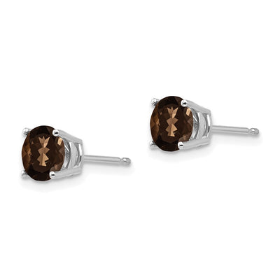 14kw Round Smoky Quartz Earrings, 7 x 7mm