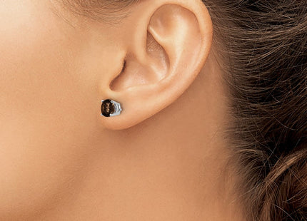 14kw Round Smoky Quartz Earrings (Style XE73WSQ)
