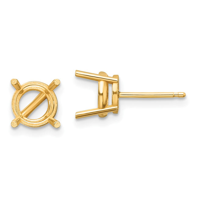 14k Round Earring Mountings, 7 x 7mm