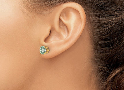 14k Round Checker-Cut Green Quartz Earrings (Style XE74CG)