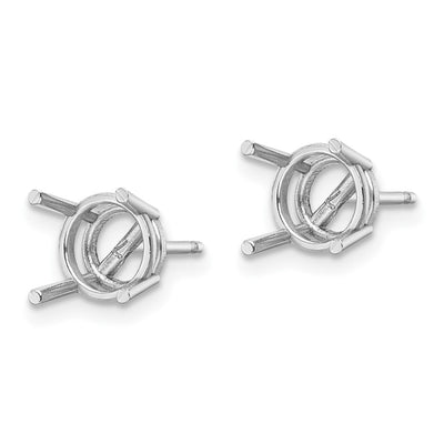 14K White Gold Round Earring Mounting, 7 x 7mm