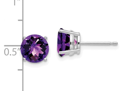 14k White Gold Amethyst Checker Earrings (Style XE74WAC)