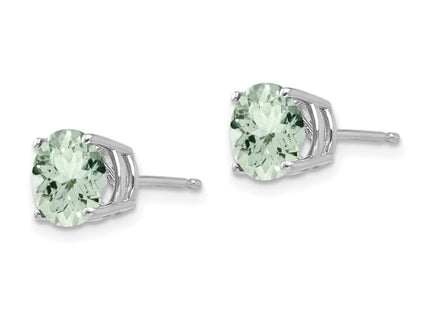 14kw Round Green Quartz Earrings, 8 x 8mm