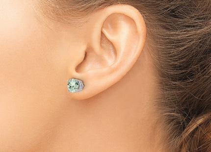 14kw Round Green Quartz Earrings, 8 x 8mm