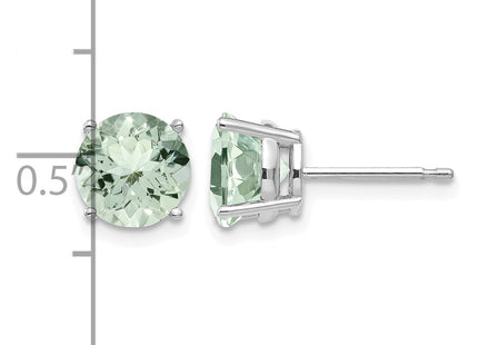 14kw Round Green Quartz Earrings, 8 x 8mm