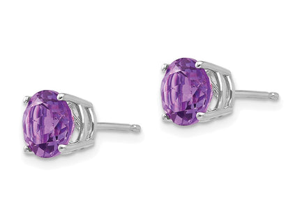 14K white gold amethyst earrings, alternate view