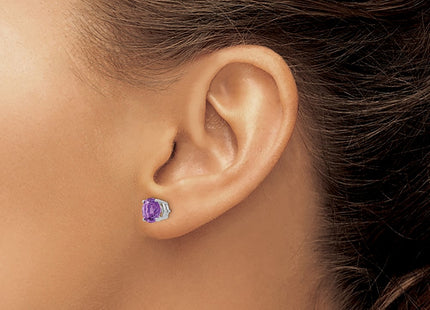 14K white gold amethyst earrings, another view