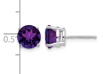 14k White Gold Amethyst Earrings, 7 x 7mm