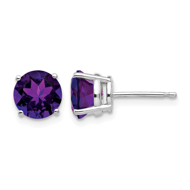 14k White Gold Amethyst Earrings, 7 x 7mm