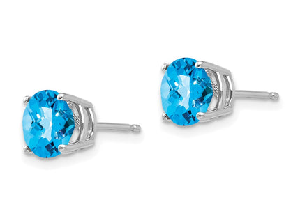 14K white gold blue topaz earrings, alternate view
