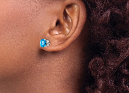 14K white gold blue topaz earrings, another view