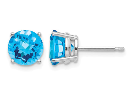 14K white gold blue topaz earrings