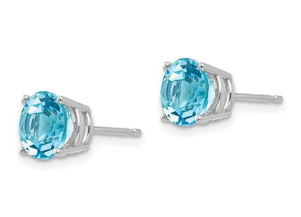 14K white gold blue topaz earrings, alternate view