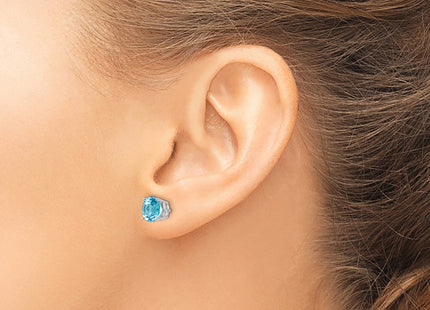 14K white gold blue topaz earrings, another view