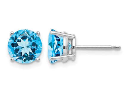 14K white gold blue topaz earrings