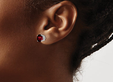 14K white gold garnet earrings, another view