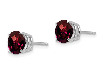 14K white gold garnet earrings, alternate view