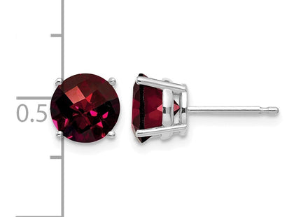 14K white gold garnet earrings, further view