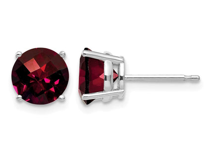 14K white gold garnet earrings